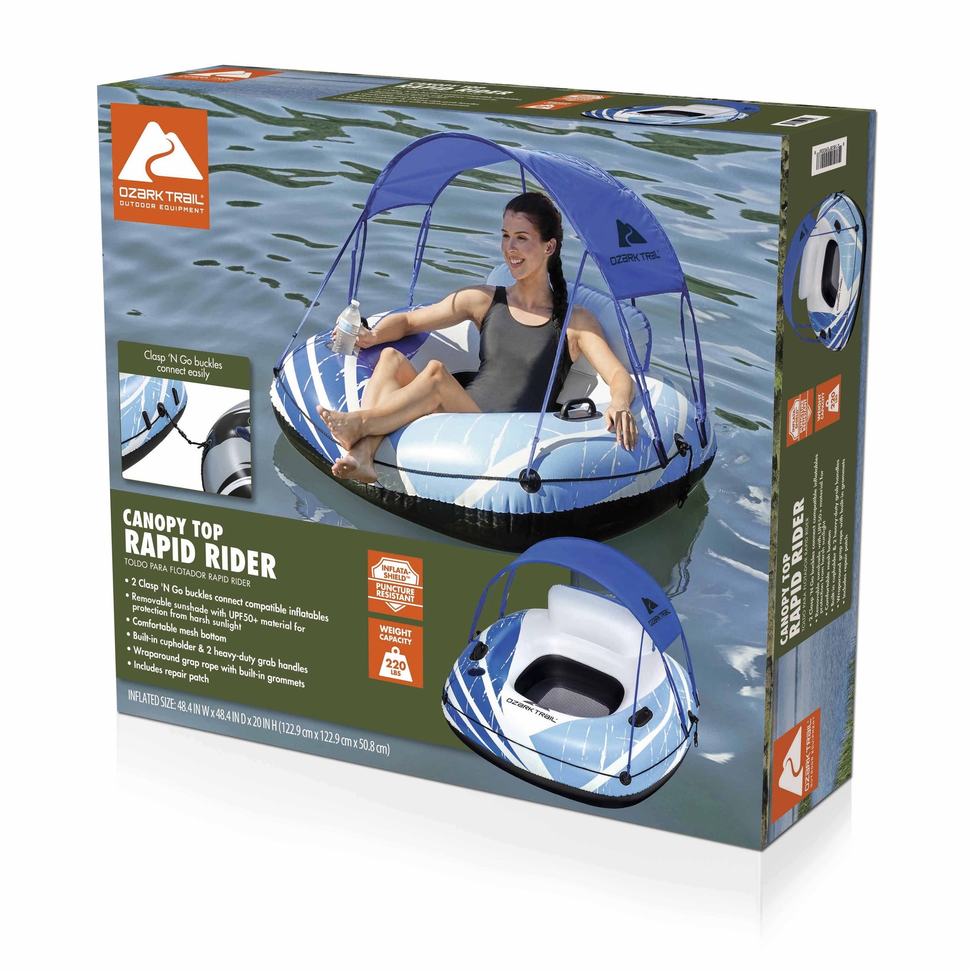 (2 Pack)  Rapid Rider Canopy River Tube with Removable Shade 48.5"