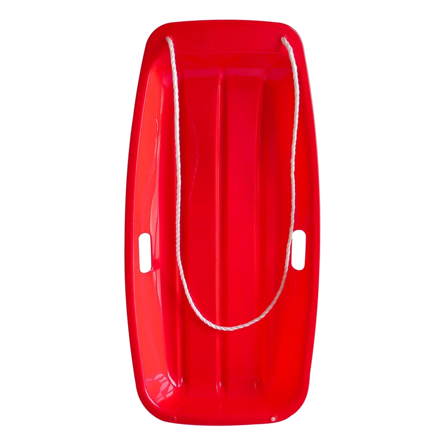 (2 Pack) Red Snow Toboggan Sled with Tow Rope, Red Plastic, Winter Accessories, Ages 3+ by