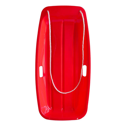 (2 Pack) Red Snow Toboggan Sled with Tow Rope, Red Plastic, Winter Accessories, Ages 3+ by
