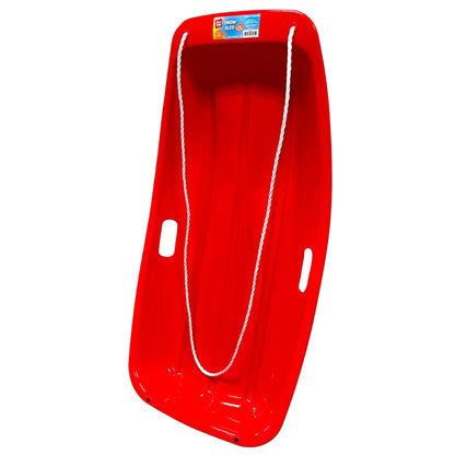 (2 Pack) Red Snow Toboggan Sled with Tow Rope, Red Plastic, Winter Accessories, Ages 3+ by